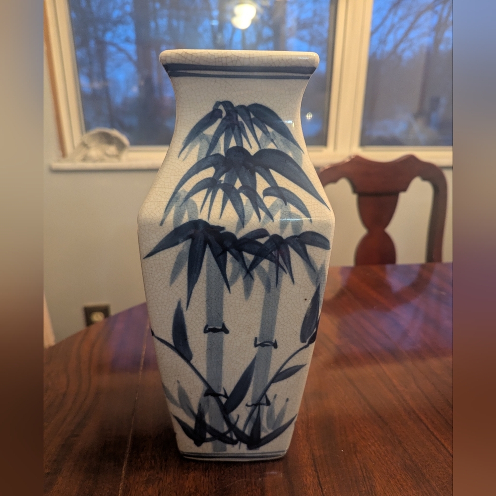 Vintage Blue and White Porcelain Bamboo Vases China - Picture 1 of 6